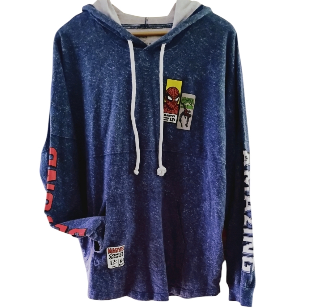 Disney Marvel Spiderman 60th Anniversary Jersey Hoodie Sz XL